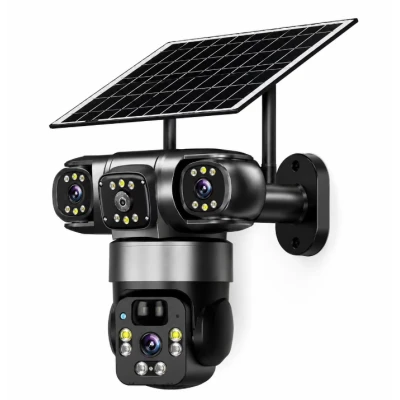 Camera de Supraveghere JE 195 Solara 4G cu 3 Obiective 3 Ecrane PTZ 355 de 12MP WiFi SIM Audio Bidirectional si Vedere Nocturna