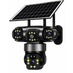 Camera de Supraveghere JE 195 Solara 4G cu 3 Obiective 3 Ecrane PTZ 355 de 12MP WiFi SIM Audio Bidirectional si Vedere Nocturna
