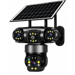 Camera de Supraveghere JE 195 Solara 4G cu 3 Obiective 3 Ecrane PTZ 355 de 12MP WiFi SIM Audio Bidirectional si Vedere Nocturna