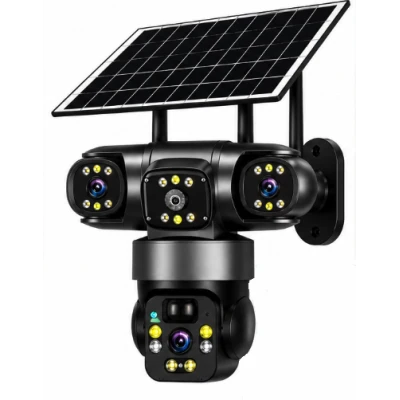Camera de Supraveghere JE 195 Solara 4G cu 3 Obiective 3 Ecrane PTZ 355 de 12MP WiFi SIM Audio Bidirectional si Vedere Nocturna