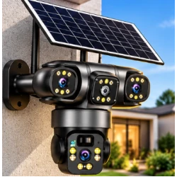 Camera de Supraveghere JE 195 Solara 4G cu 3 Obiective 3 Ecrane PTZ 355 de 12MP WiFi SIM Audio Bidirectional si Vedere Nocturna