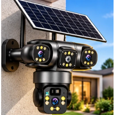 Camera de Supraveghere JE 195 Solara 4G cu 3 Obiective 3 Ecrane PTZ 355 de 12MP WiFi SIM Audio Bidirectional si Vedere Nocturna