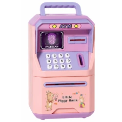 Pusculita Electronica pentru Copii Tip ATM cu sanare faciala parola si depozitare Bani colorata