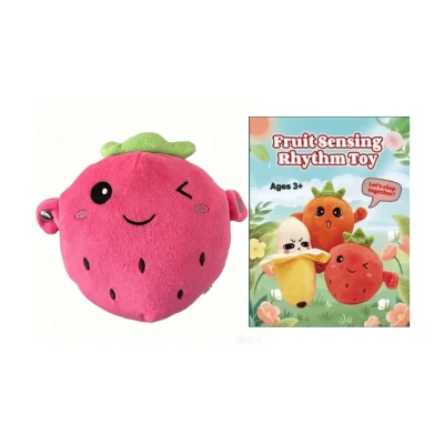 Jucarie Interactiva din Plus CAPSUNA Fruit Sensing Rhythm Toy Sunete Reactie la Atingere ROZ