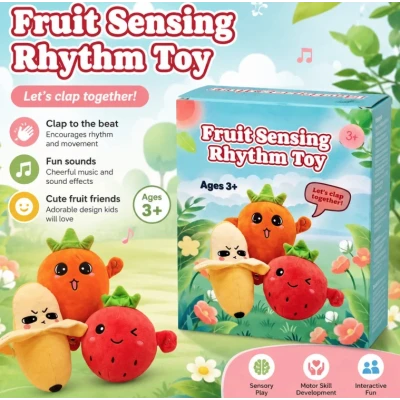 Jucarie Interactiva din Plus CAPSUNA Fruit Sensing Rhythm Toy Sunete Reactie la Atingere ROZ