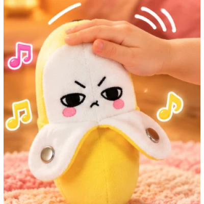Jucarie Interactiva din Plus BANANA Fruit Sensing Rhythm Toy Sunete Reactie la Atingere GALBENA