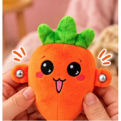 Jucarie Interactiva din Plus MORCOV Fruit Sensing Rhythm Toy Sunete Reactie la Atingere PORTOCALIU