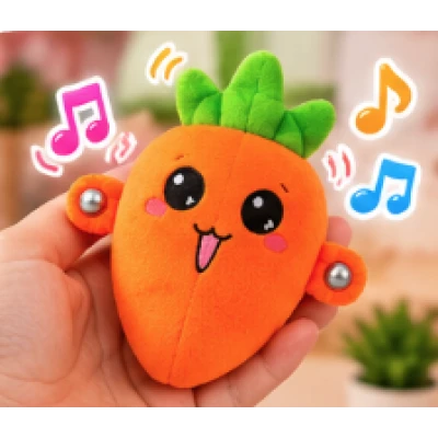 Jucarie Interactiva din Plus MORCOV Fruit Sensing Rhythm Toy Sunete Reactie la Atingere PORTOCALIU