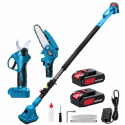 Foarfeca Electrica de Tuns Crengi 2 in 1 cu Mini Drujba si Tija Telescopica cu 2 Acumulatori HUS746 2 