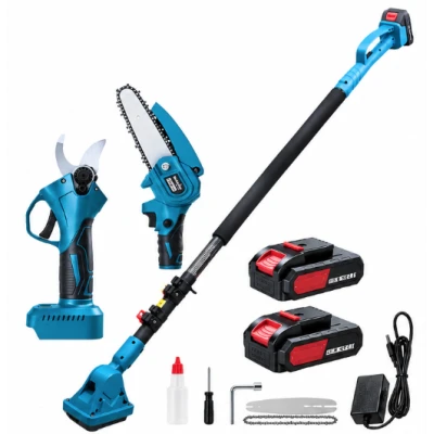 Foarfeca Electrica de Tuns Crengi 2 in 1 cu Mini Drujba si Tija Telescopica cu 2 Acumulatori HUS746 2 