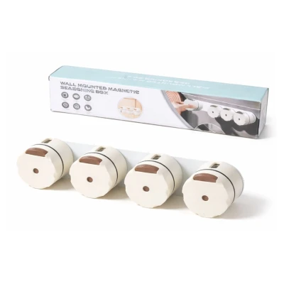 Set 4 Recipiente Magnetice pentru condimente tip organizator cu montare pe Perete