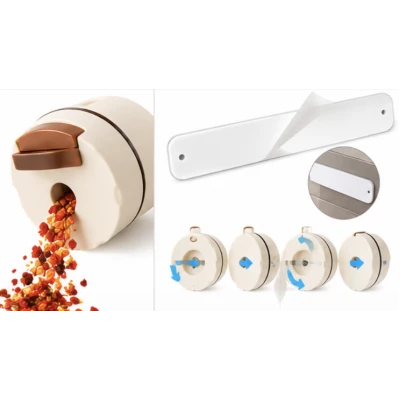 Set 4 Recipiente Magnetice pentru condimente tip organizator cu montare pe Perete