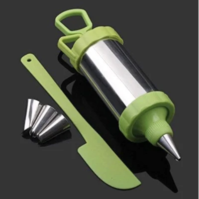 Seringa pentru Decorarea Prajiturilor din Inox cu 3 Duze si Spatula