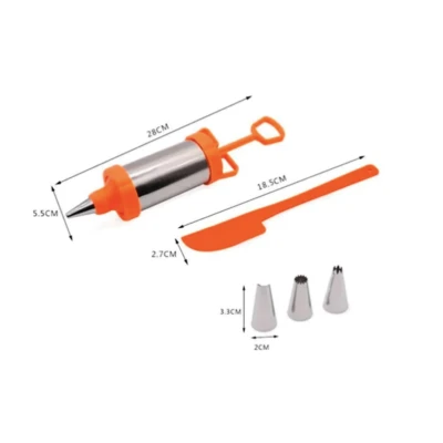 Seringa pentru Decorarea Prajiturilor din Inox cu 3 Duze si Spatula