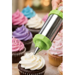 Seringa pentru Decorarea Prajiturilor din Inox cu 3 Duze si Spatula