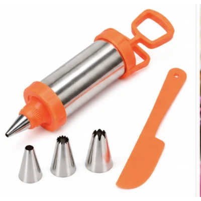 Seringa pentru Decorarea Prajiturilor din Inox cu 3 Duze si Spatula