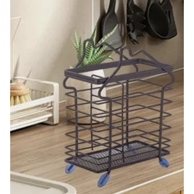 Suport pentru Tacamuri din Metal Organizator Bucatarie tip casuta 15 × 9 × 20 cm