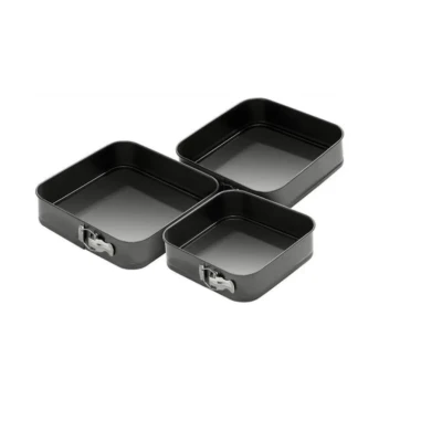 Set 3 Forme Patrate pentru Tort cu Fund Detasabil 12 / 15 / 18 cm