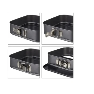 Set 3 Forme Patrate pentru Tort cu Fund Detasabil 12 / 15 / 18 cm