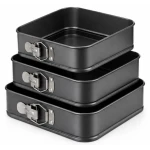Set 3 Forme Patrate pentru Tort cu Fund Detasabil 12 / 15 / 18 cm