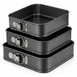 Set 3 Forme Patrate pentru Tort cu Fund Detasabil 12 / 15 / 18 cm