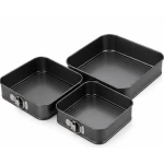 Set 3 Forme Patrate pentru Tort cu Fund Detasabil 12 / 15 / 18 cm