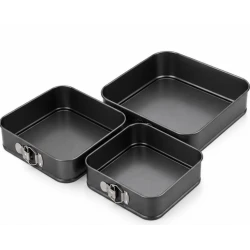 Set 3 Forme Patrate pentru Tort cu Fund Detasabil 12 / 15 / 18 cm