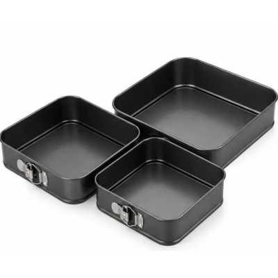 Set 3 Forme Patrate pentru Tort cu Fund Detasabil 12 / 15 / 18 cm