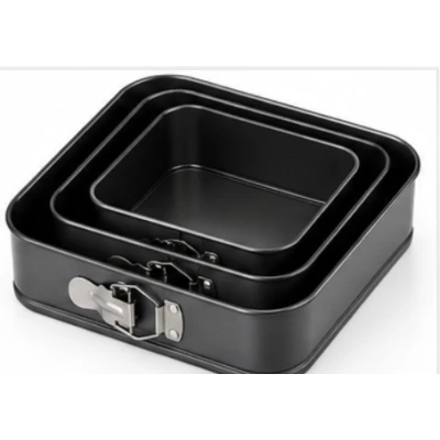 Set 3 Forme Patrate pentru Tort cu Fund Detasabil 12 / 15 / 18 cm