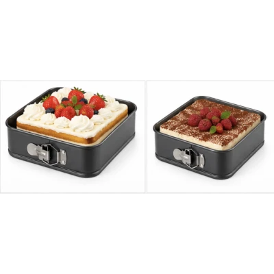 Set 3 Forme Patrate pentru Tort cu Fund Detasabil 12 / 15 / 18 cm