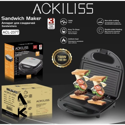 Sandwich Maker Electric ACKILISS ACL237T putere 750W Placi Antiaderente