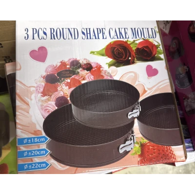 Set 3 Forme Rotunde pentru Tort cu Fund Detasabil 18 / 20 / 22 cm