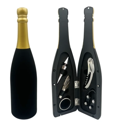 Set 5 Accesorii pentru Vin in Cutie Tip Sticla de sampanie CHAMPAGNE 32 cm