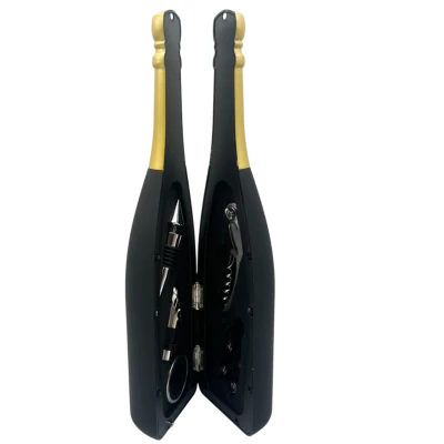 Set 5 Accesorii pentru Vin in Cutie Tip Sticla de sampanie CHAMPAGNE 32 cm