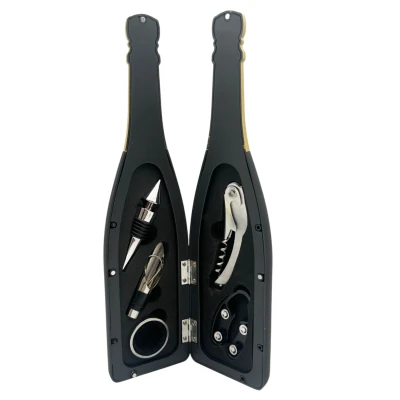 Set 5 Accesorii pentru Vin in Cutie Tip Sticla de sampanie CHAMPAGNE 32 cm