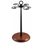 Suport pentru 6 Pahare de Vin din Metal cu Baza din Lemn inaltime 35 cm