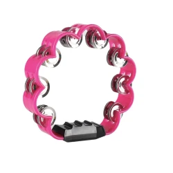 Tamburina cu flori 8 Inch cu 2 Randuri de Zurgalai Metalici maner Ergonomic