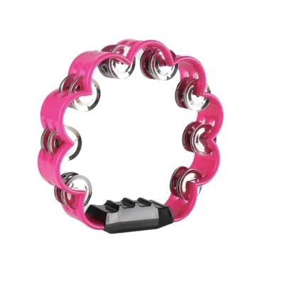 Tamburina cu flori 8 Inch cu 2 Randuri de Zurgalai Metalici maner Ergonomic