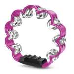 Tamburina cu flori 8 Inch cu 2 Randuri de Zurgalai Metalici maner Ergonomic