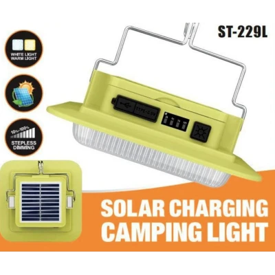 Lampa LED Camping 229L SMD cu Panou Solar Power Bank USB si carlig