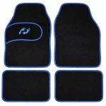 Set Covorase Auto Universale 4 Piese Material textil Negre cu Margine Albastra