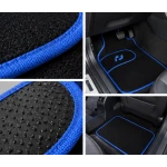 Set Covorase Auto Universale 4 Piese Material textil Negre cu Margine Albastra