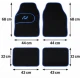 Set Covorase Auto Universale 4 Piese Material textil Negre cu Margine Albastra