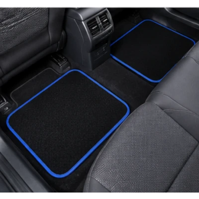 Set Covorase Auto Universale 4 Piese Material textil Negre cu Margine Albastra