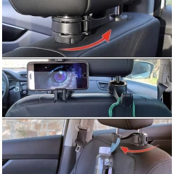Suport Auto pentru Telefon cu Carlig Rotativ Negru G02