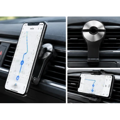 Suport Auto pentru Telefon cu Carlig Rotativ Negru G02