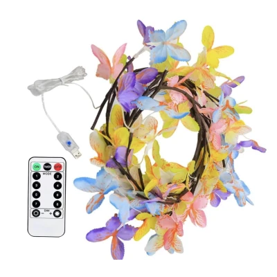 Ghirlanda Luminoasa LED cu Flori USB Telecomanda 8 Moduri de Iluminare Decorativa