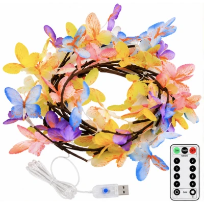 Ghirlanda Luminoasa LED cu Flori USB Telecomanda 8 Moduri de Iluminare Decorativa