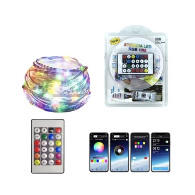 Instalatie LED RGB 10 Metri Multicolora Control prin Aplicatie si Telecomanda