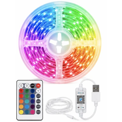 Instalatie LED RGB 10 Metri Multicolora Control prin Aplicatie si Telecomanda